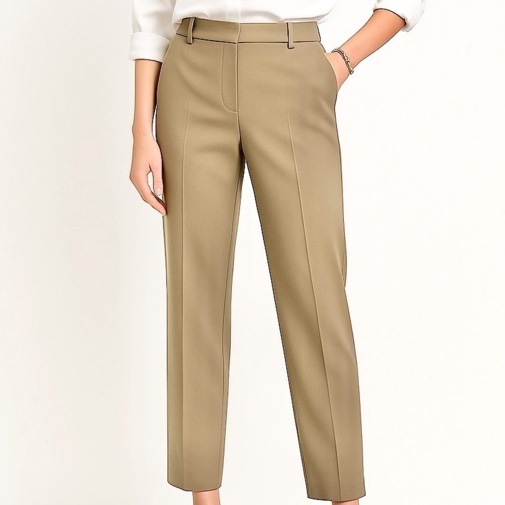 Ann Taylor Ankle Pants Mid-rise Tapered Trouser Travel Transitional Taupe 12P
